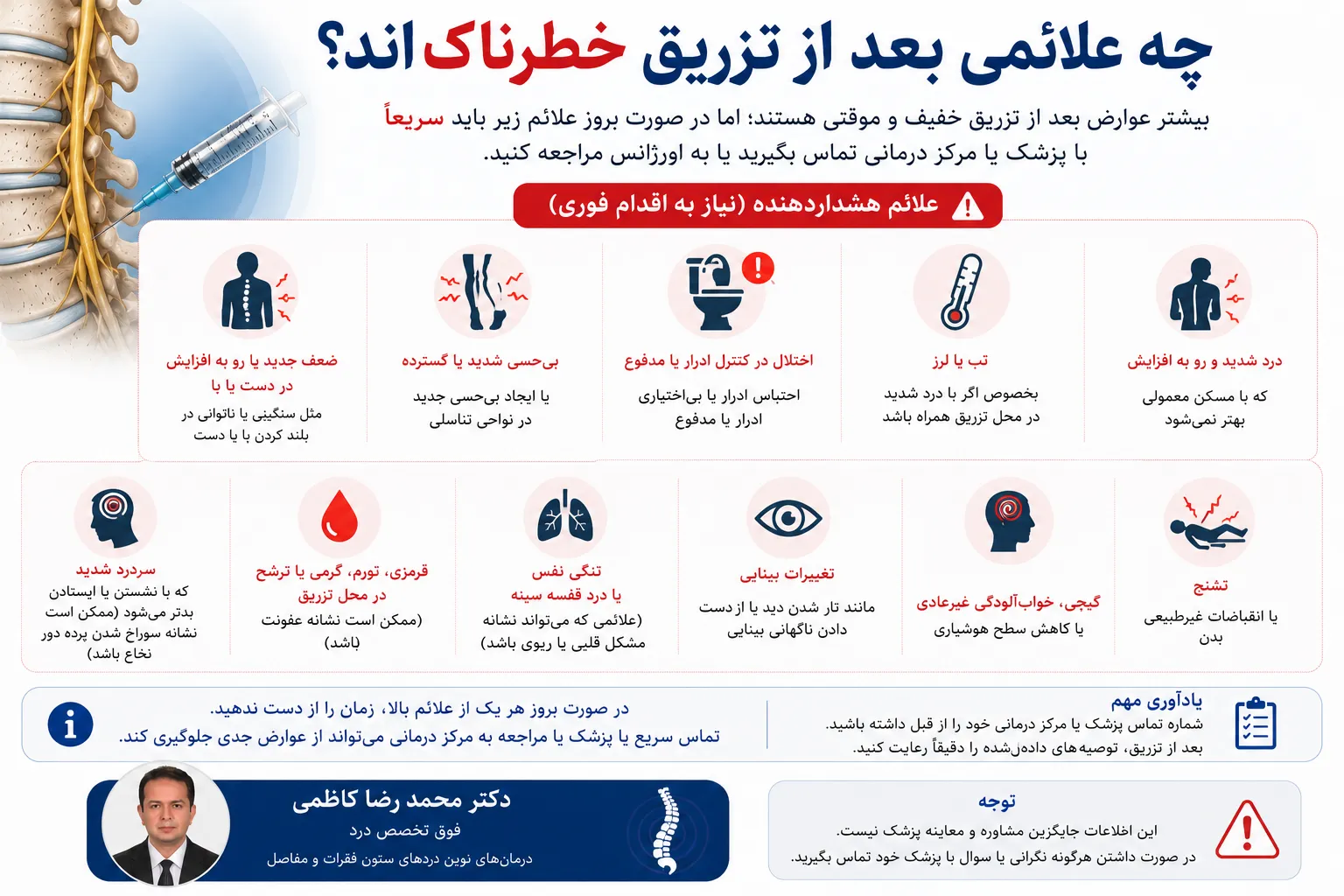 چه علائمی بعد از تزریق خطرناک‌اند؟