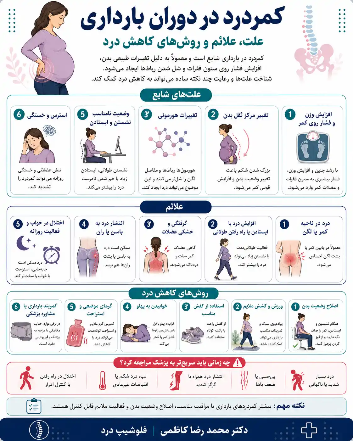 کمردرد در دوران بارداری علت، علائم و روش‌های کاهش درد