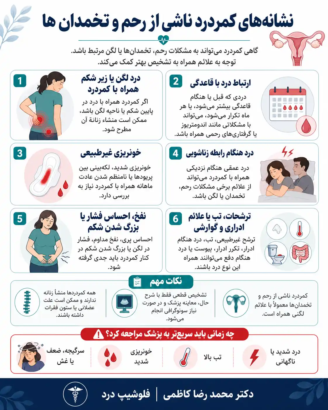 چگونه بفهمیم کمردرد از ستون فقرات، رحم یا کلیه است؟