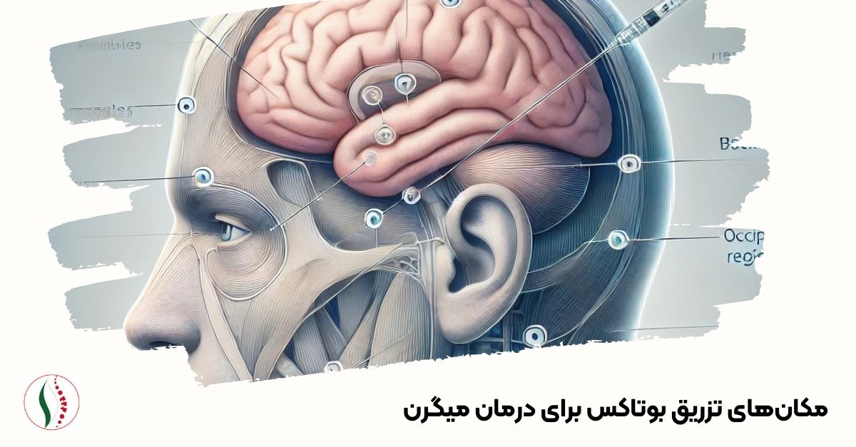 مکان های تزریق بوتاکس برای میگرن 